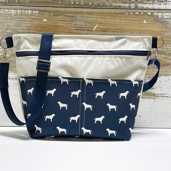 Recycled Sail Cloth Lab Dog Womens Crossbody Bag Handmade - Picture 6 of 7